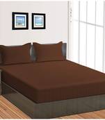 Cotton Satin Stripe 210 Tc Super King Bedsheet with 2Pc Pillow Cover 274 cm X274 cm