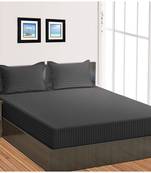 Cotton Satin Stripe 210 Tc Super King Bedsheet with 2Pc Pillow Cover 274 cm X274 cm