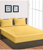 Cotton Satin Stripe 210 Tc Super King Bedsheet with 2Pc Pillow Cover 274 cm X274 cm