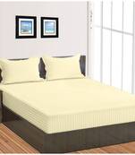 Cotton Satin Stripe 210 Tc Super King Bedsheet with 2Pc Pillow Cover 274 cm X274 cm