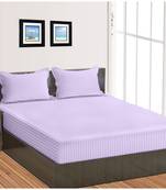 Cotton Satin Stripe 210 Tc Super King Bedsheet with 2Pc Pillow Cover 274 cm X274 cm