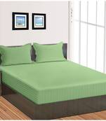 Cotton Satin Stripe 210 Tc Super King Bedsheet with 2Pc Pillow Cover 274 cm X274 cm