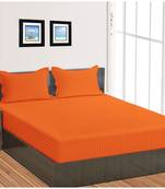 Cotton Satin Stripe 210 Tc Super King Bedsheet with 2Pc Pillow Cover 274 cm X274 cm
