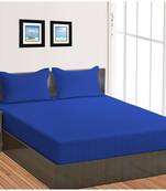 Cotton Satin Stripe 210 Tc Super King Bedsheet with 2Pc Pillow Cover 274 cm X274 cm