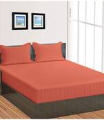 Cotton Satin Stripe 210 Tc Super King Bedsheet with 2Pc Pillow Cover 274 cm X274 cm