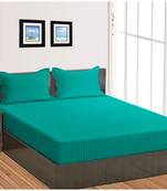 Cotton Satin Stripe 210 Tc Super King Bedsheet with 2Pc Pillow Cover 274 cm X274 cm
