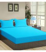 Cotton Satin Stripe 210 Tc Super King Bedsheet with 2Pc Pillow Cover 274 cm X274 cm