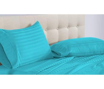 Cotton Satin Stripe 210 Tc Super King Bedsheet with 2Pc Pillow Cover 274 cm X274 cm 2