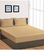 Cotton Satin Stripe 210 Tc Super King Bedsheet with 2Pc Pillow Cover 274 cm X274 cm