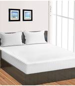 Cotton Satin Stripe 210 Tc Super King Bedsheet with 2Pc Pillow Cover 274 cm X274 cm