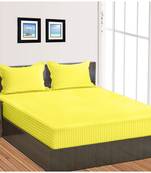 Cotton Satin Stripe 210 Tc Super King Bedsheet with 2Pc Pillow Cover 274 cm X274 cm