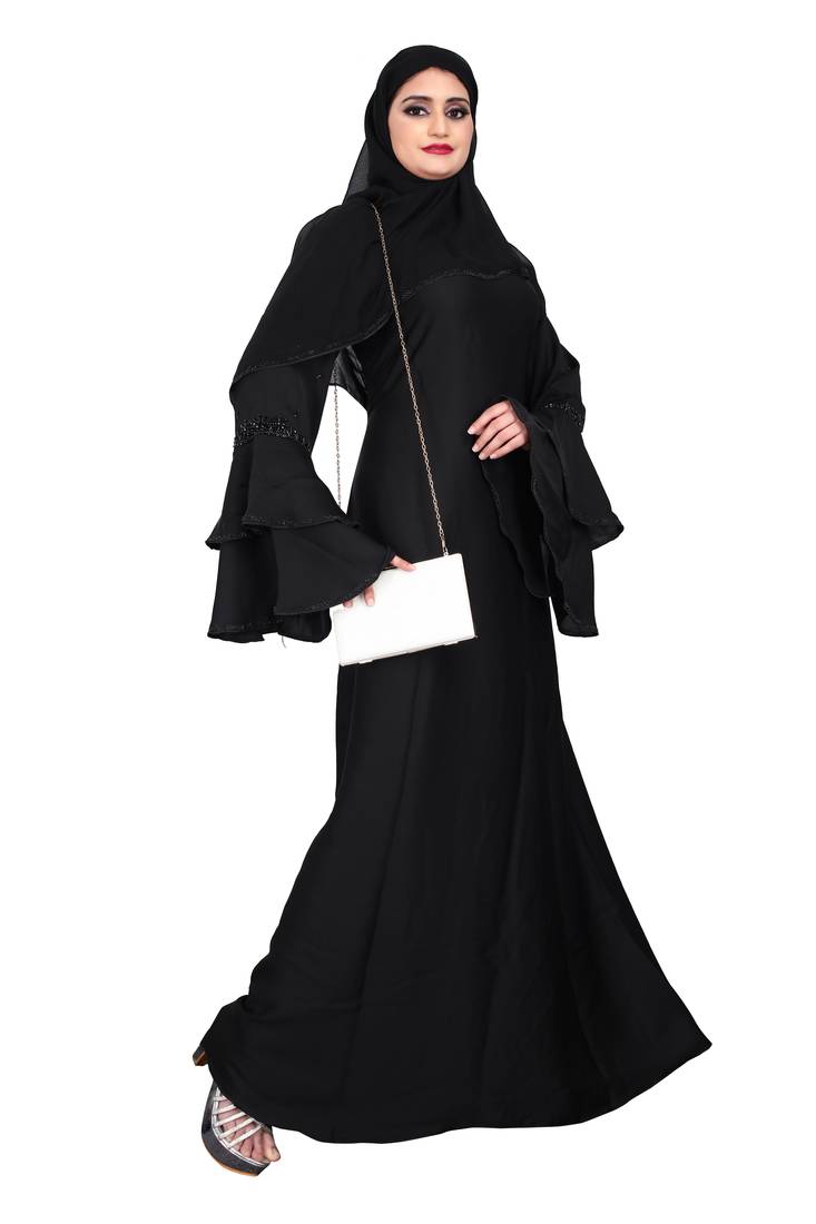 Khadija Fashion,Women's,Imported Soft Nida Fabric, Hand Work Bell Sleeves with georgette scarf,Especially For Girls.