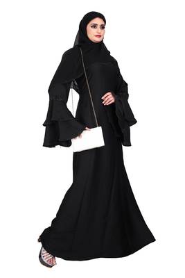 Khadija Fashion,Women's,Imported Soft Nida Fabric, Hand Work Bell Sleeves with georgette scarf,Especially For Girls. 4