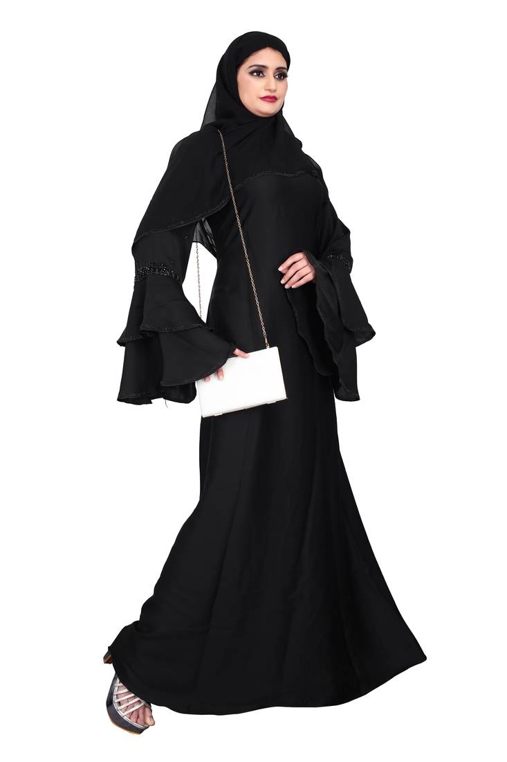 Khadija Fashion,Women's,Imported Soft Nida Fabric, Hand Work Bell Sleeves with georgette scarf,Especially For Girls.