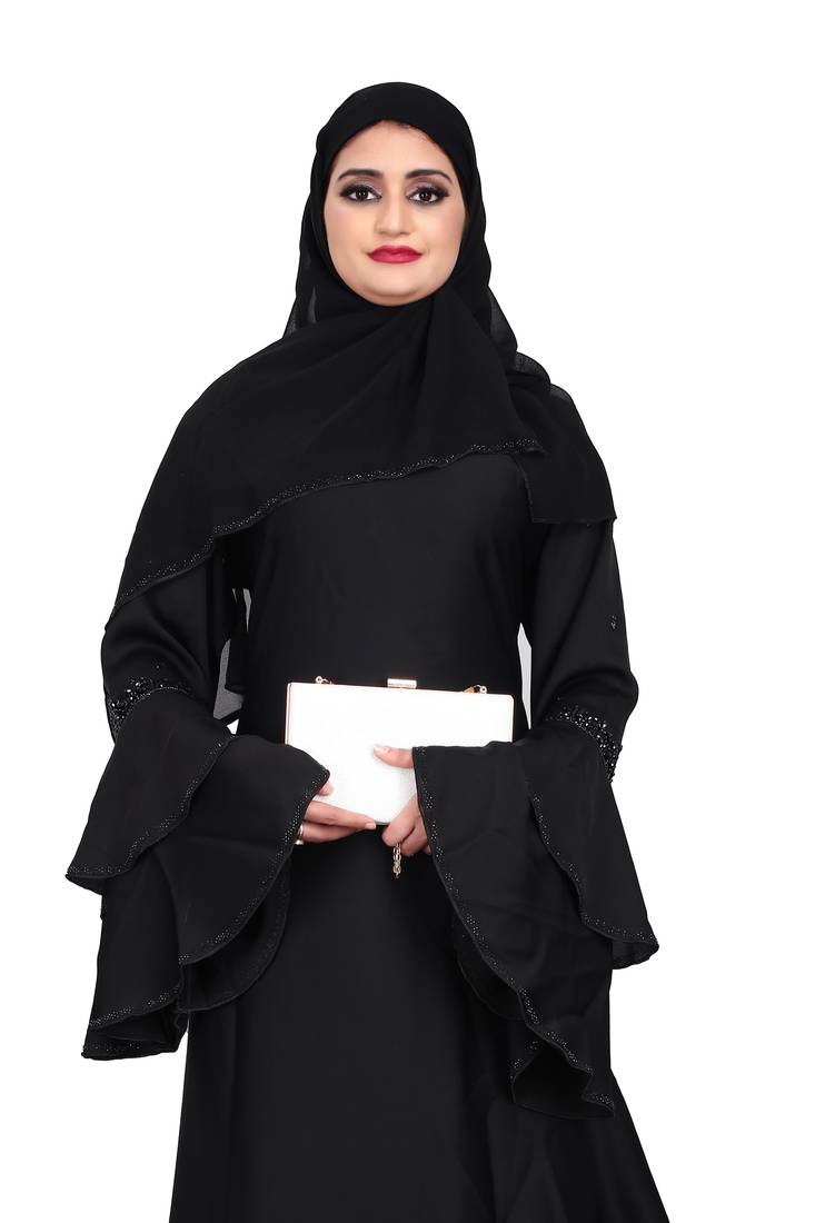 Khadija Fashion,Women's,Imported Soft Nida Fabric, Hand Work Bell Sleeves with georgette scarf,Especially For Girls.