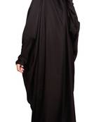 JSDC Women Black Color Plain Long Flairs Qatari Nida Jilbab Abaya (Free Size)