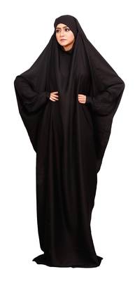 JSDC Women Black Color Plain Long Flairs Qatari Nida Jilbab Abaya (Free Size) 4