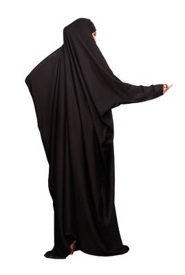 JSDC Women Black Color Plain Long Flairs Qatari Nida Jilbab Abaya (Free Size) 5