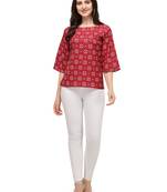 Pink printed crepe crop-tops