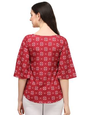 Pink printed crepe crop-tops 3