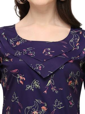 Navy-blue printed crepe crop-tops 5