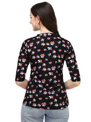 Black printed crepe crop-tops 3