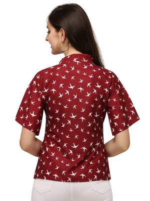 Maroon printed crepe crop-tops 3