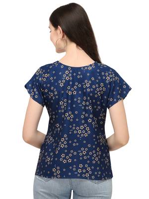 Blue printed crepe crop-tops 3