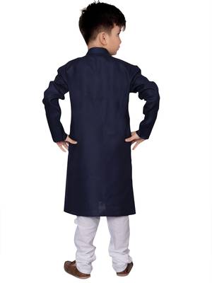 Blue plain cotton boys-kurta-pyjama 2