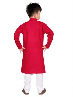 Red plain cotton boys-kurta-pyjama 2