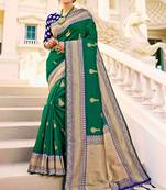 Green woven silk saree with blouse