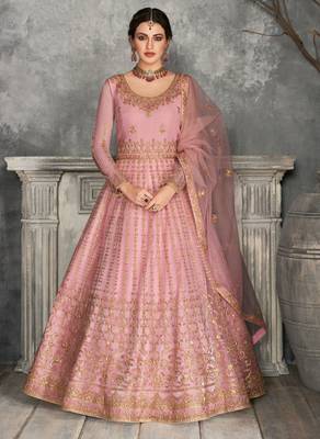 Light-pink embroidered net salwar 1