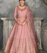 Light-pink embroidered net salwar