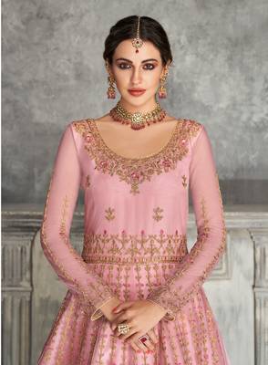 Light-pink embroidered net salwar 2