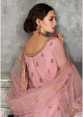 Light-pink embroidered net salwar 3