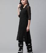 Black embroidered georgette chikankari-kurtis