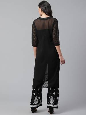 Black embroidered georgette chikankari-kurtis 2