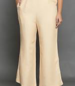 Beige plain rayon trousers