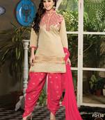 Fabfirki New Arrival Cream And Pink Suit