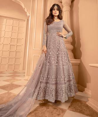 Shamity Shetty Dusty Pink Embroidery Wedding Anarkali suit 1