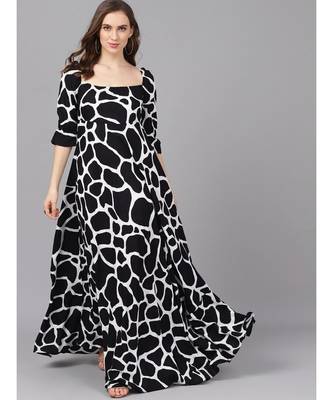 Black & White Animal Print Maxi Dress 1
