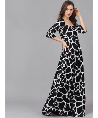 Black & White Animal Print Maxi Dress 3