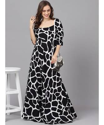 Black & White Animal Print Maxi Dress 4