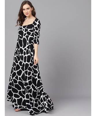 Black & White Animal Print Maxi Dress 5