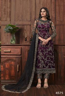 Wine Color Heavy Vaishanavi Net With Embroidery Cording Work Salwar kameez Dress With Heavy Duppata Work Suit 1