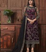 Wine Color Heavy Vaishanavi Net With Embroidery Cording Work Salwar kameez Dress With Heavy Duppata Work Suit