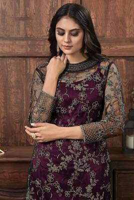 Wine Color Heavy Vaishanavi Net With Embroidery Cording Work Salwar kameez Dress With Heavy Duppata Work Suit 2