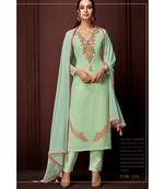 green faux georgette  Top Bottom Dupatta dress materials