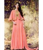 light-peach faux georgette  Top Bottom Dupatta dress materials
