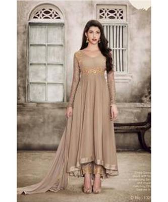 beige faux georgette  Top Bottom Dupatta dress materials 1